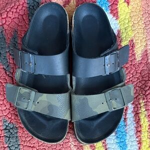 Birkenstock Black Camo Arizona Strap Sandals